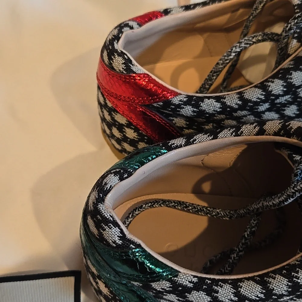 NIB Gucci "Bambi-Dot" Woven Sneaker with Genuine Snakeskin Accent - Picture 8 of 8